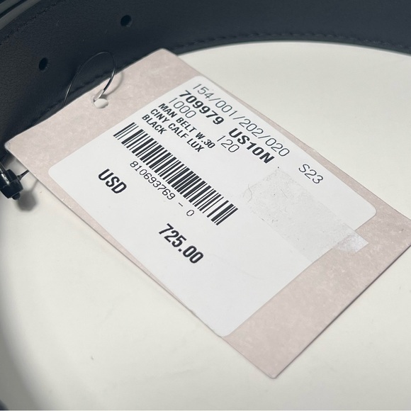 Gucci GG Logo Floral Flower Engraved Buckle Black Leather Dress Belt - Picture 15 of 16